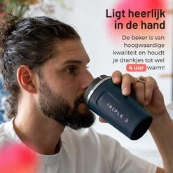 Triple J® Koffiebeker To Go - Thermosbeker - BPA & Lekvrij - 380ml - Blauw -Servies Serie Winkel 1200x1200 433