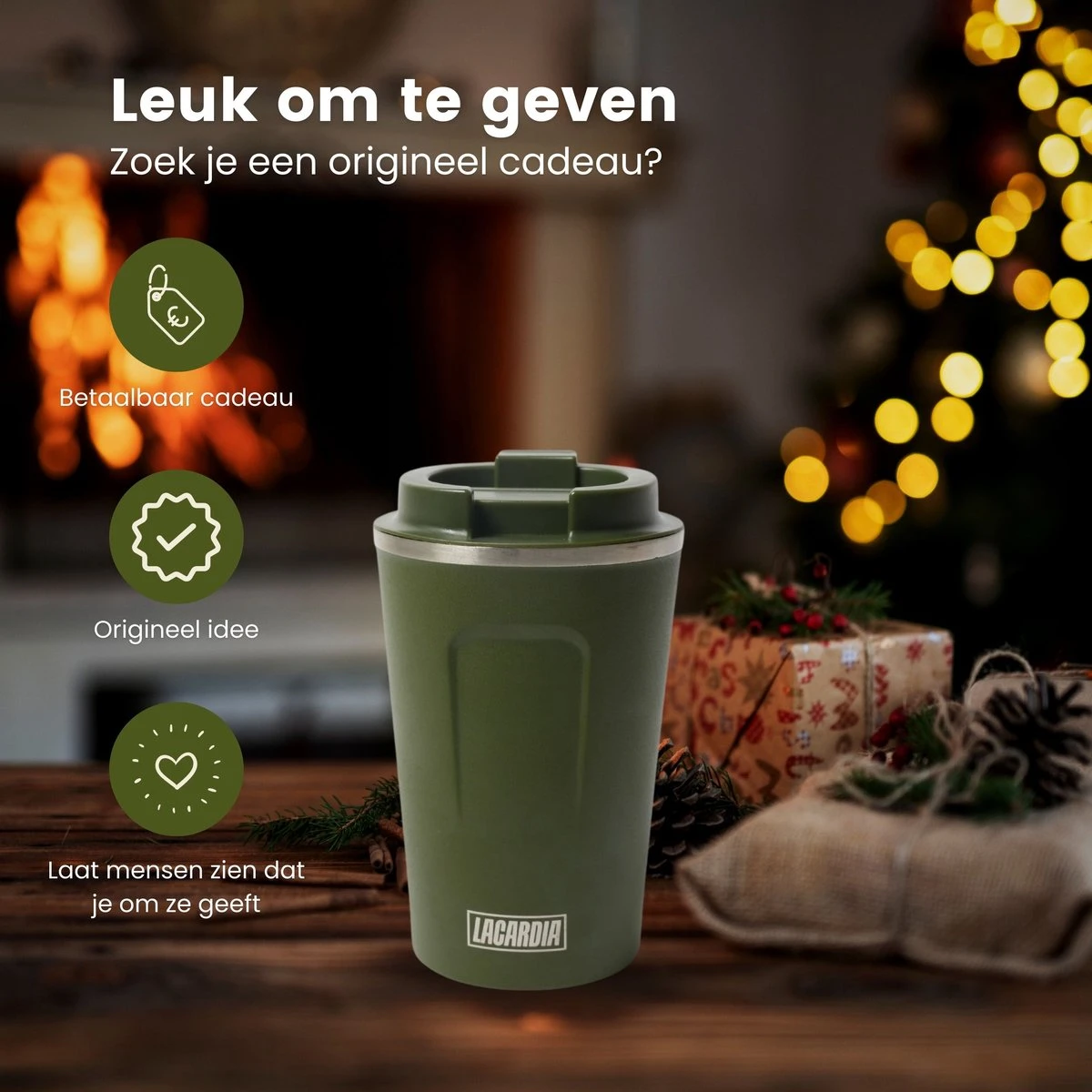 LaCardia Koffiebeker To Go Premium Groen – Thermosbeker – Theebeker – 380ML – Herbruikbaar 5 LaCardia Koffiebeker To Go Premium Groen – Thermosbeker – Theebeker – 380ML – Herbruikbaar - Afbeelding 5