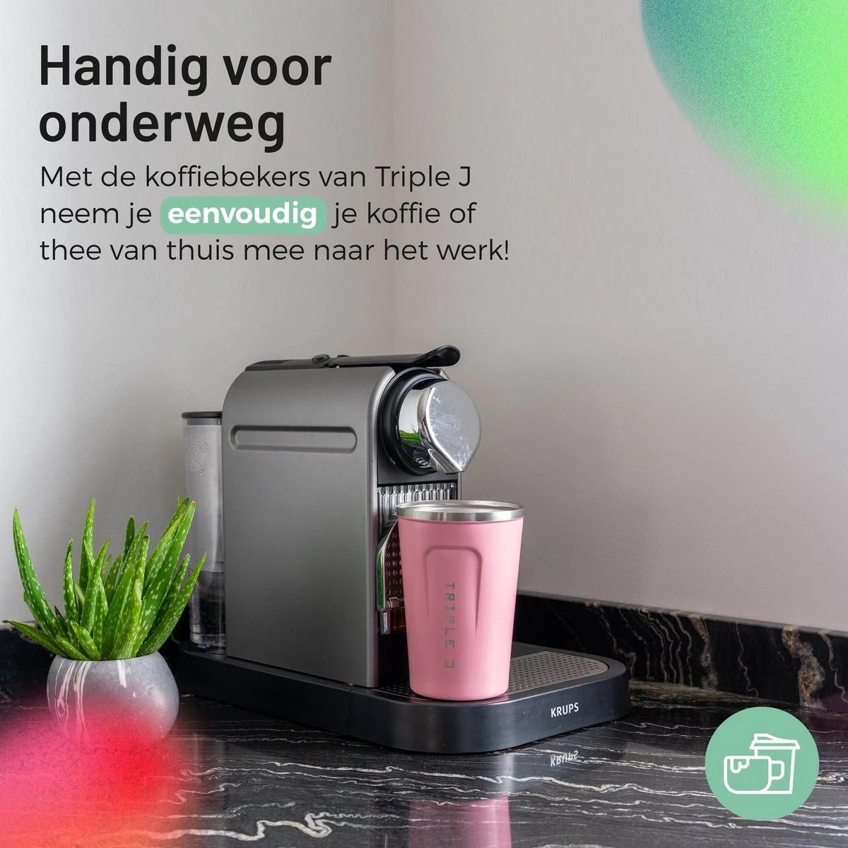 Triple J® Koffiebeker To Go - Thermosbeker - BPA & Lekvrij - 380ml - Roze 3 Triple J® Koffiebeker To Go - Thermosbeker - BPA & Lekvrij - 380ml - Roze - Afbeelding 3
