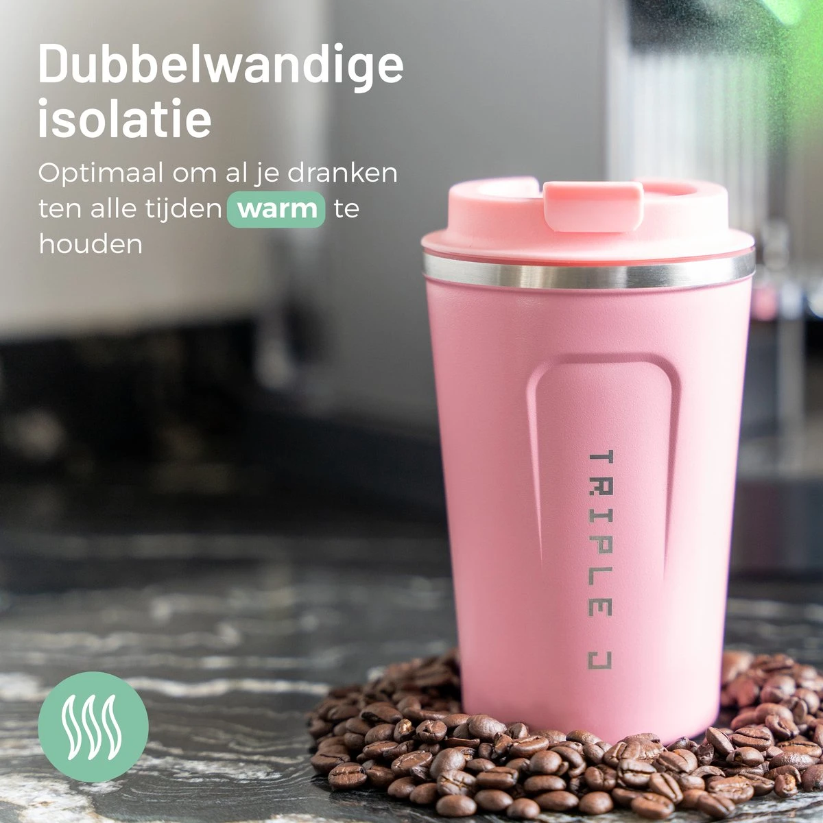 Triple J® Koffiebeker To Go - Thermosbeker - BPA & Lekvrij - 380ml - Roze 6 Triple J® Koffiebeker To Go - Thermosbeker - BPA & Lekvrij - 380ml - Roze - Afbeelding 6