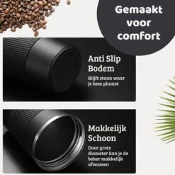 Mmoods Thermosbeker Voor Koffie En Thee 380ml - Koffiebeker To Go - Reisbeker Voor Auto - Herbruikbare Drinkfes Voor Warme En Koude Dranken - Ecologische Thermoskan Zwart Geschenk -Servies Serie Winkel 1200x1200 475
