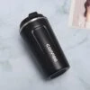 Koffiebeker To Go | Lekvrije Thermosbeker | Thermosfles | RVS Reisbeker | Dubbelwandige Travel Mug | 380 Ml | Zwart