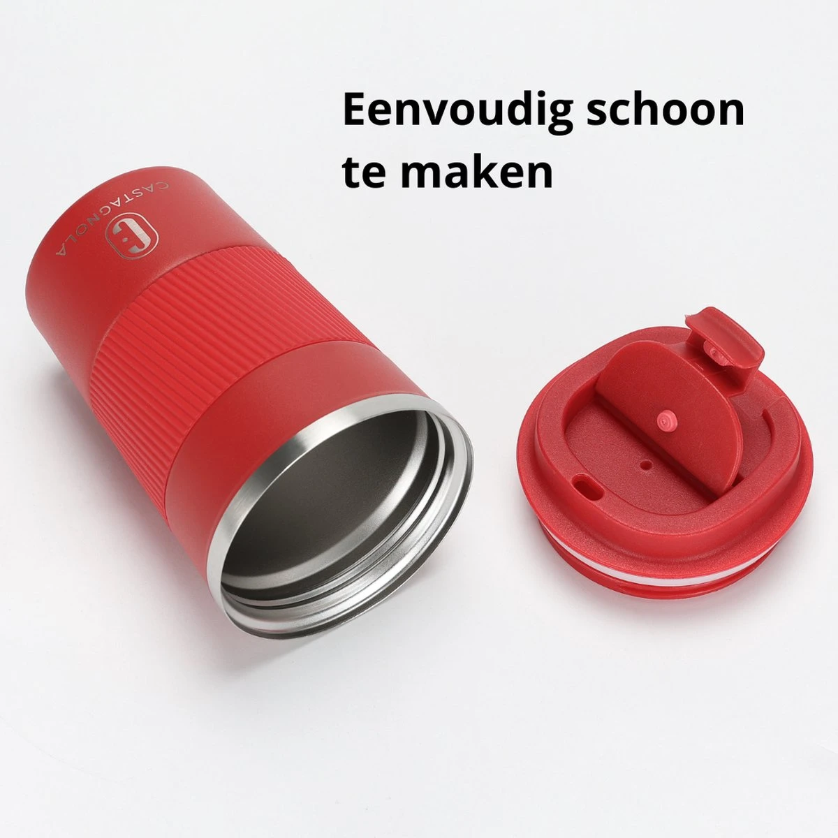 Castagnola Design RVS Koffiebeker To Go - Rood - 380ml - Thermosbeker - Theebeker 8 Castagnola Design RVS Koffiebeker To Go - Rood - 380ml - Thermosbeker - Theebeker - Afbeelding 8