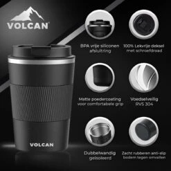 Volcan RVS Koffiebeker To Go Met Sleeve - Thermosbeker - Theebeker - Coffee - Zwart -Servies Serie Winkel 1200x1200 588