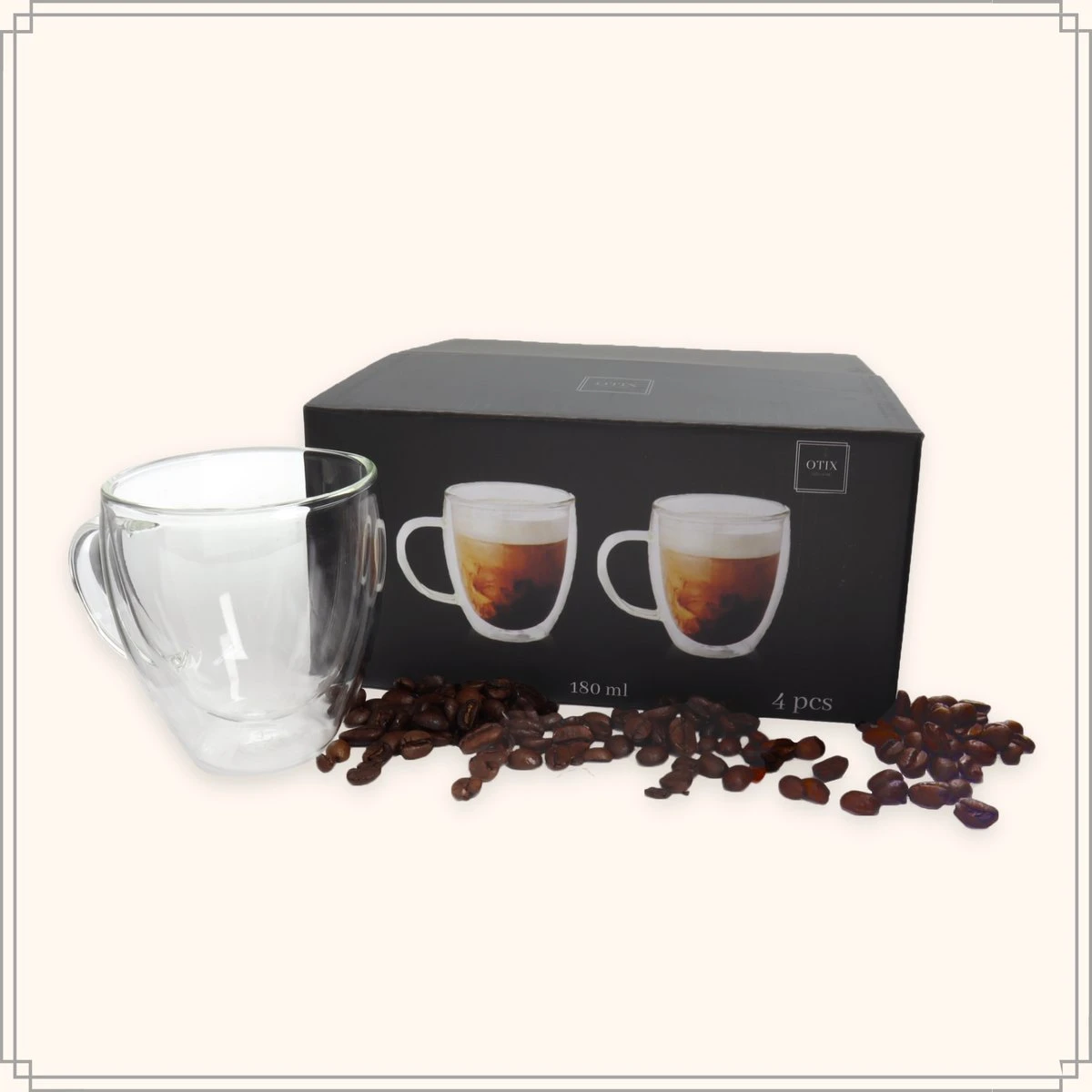 OTIX Dubbelwandige Koffieglazen - Koffiekopjes - 180 Ml - Set Van 4 - Transparant - Latte Macchiato Glazen 1 OTIX Dubbelwandige Koffieglazen - Koffiekopjes - 180 Ml - Set Van 4 - Transparant - Latte Macchiato Glazen