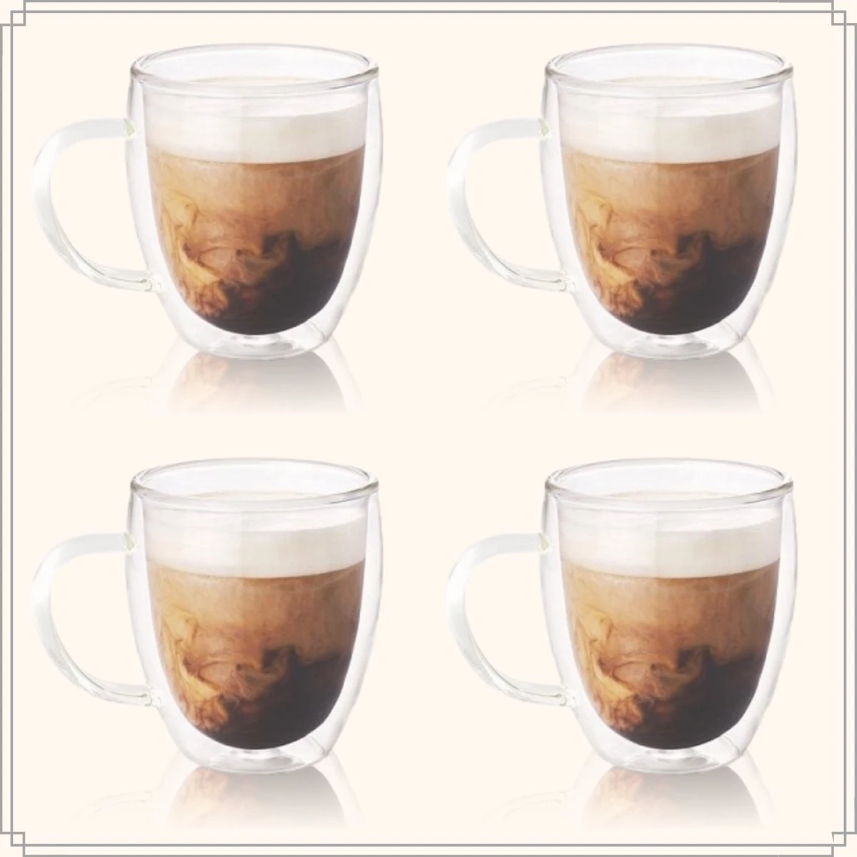 OTIX Dubbelwandige Koffieglazen - Koffiekopjes - 180 Ml - Set Van 4 - Transparant - Latte Macchiato Glazen 2 OTIX Dubbelwandige Koffieglazen - Koffiekopjes - 180 Ml - Set Van 4 - Transparant - Latte Macchiato Glazen - Afbeelding 2