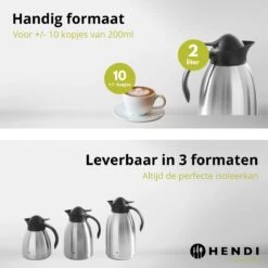 Hendi Thermoskan 2 Liter - Isoleerkan Met Drukknop - Zwart - Ø14,5x(H)26cm -Servies Serie Winkel 1200x1200 68