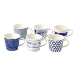 Royal Doulton Pacific - 6x Mok / Beker - Porselein - Wit / Blauw - 450 Ml - Set Van 6 Mokken -Servies Serie Winkel 1200x1200 694