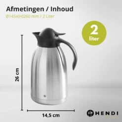 Hendi Thermoskan 2 Liter - Isoleerkan Met Drukknop - Zwart - Ø14,5x(H)26cm -Servies Serie Winkel 1200x1200 70