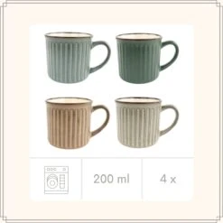 OTIX Koffiekopjes - Met Oor - Set Van 4 - Aardewerk - 200 Ml -Servies Serie Winkel 1200x1200 746