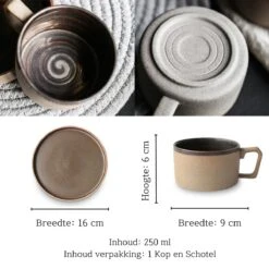 House Of Husk® Keramieke Kop En Schotel Set - Koffiekopjes - Theemokken - Koffiemokken - 250 Ml - Bruin Aardewerk -Servies Serie Winkel 1200x1200 792