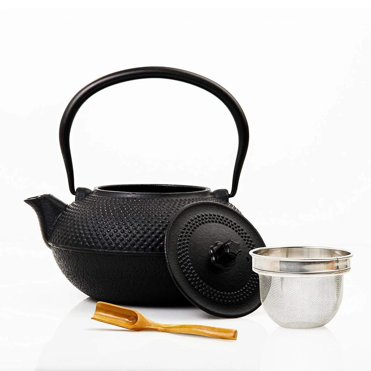 Lumaland - Thee Set - Theeservies - 1x Gietijzeren Theepot (1,4L), 1x Bamboe Doseerlepel, 1x Edelstalen Zeef 6 Lumaland - Thee Set - Theeservies - 1x Gietijzeren Theepot (1,4L), 1x Bamboe Doseerlepel, 1x Edelstalen Zeef - Afbeelding 6