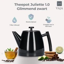 Vaja® Theepot Juliette Met Filter - Dubbelwandig -Theekan 1.0L - Glimmend Zwart 15 Vaja® Theepot Juliette Met Filter - Dubbelwandig -Theekan 1.0L - Glimmend Zwart -Servies Serie Winkel 1200x1200 885