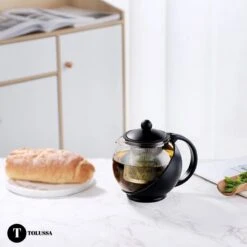 Tolussa Premium Theepot Glas Met Filter - 1.25L - Zwart - Isolerend - Lekt Niet -Servies Serie Winkel 1200x1200 905
