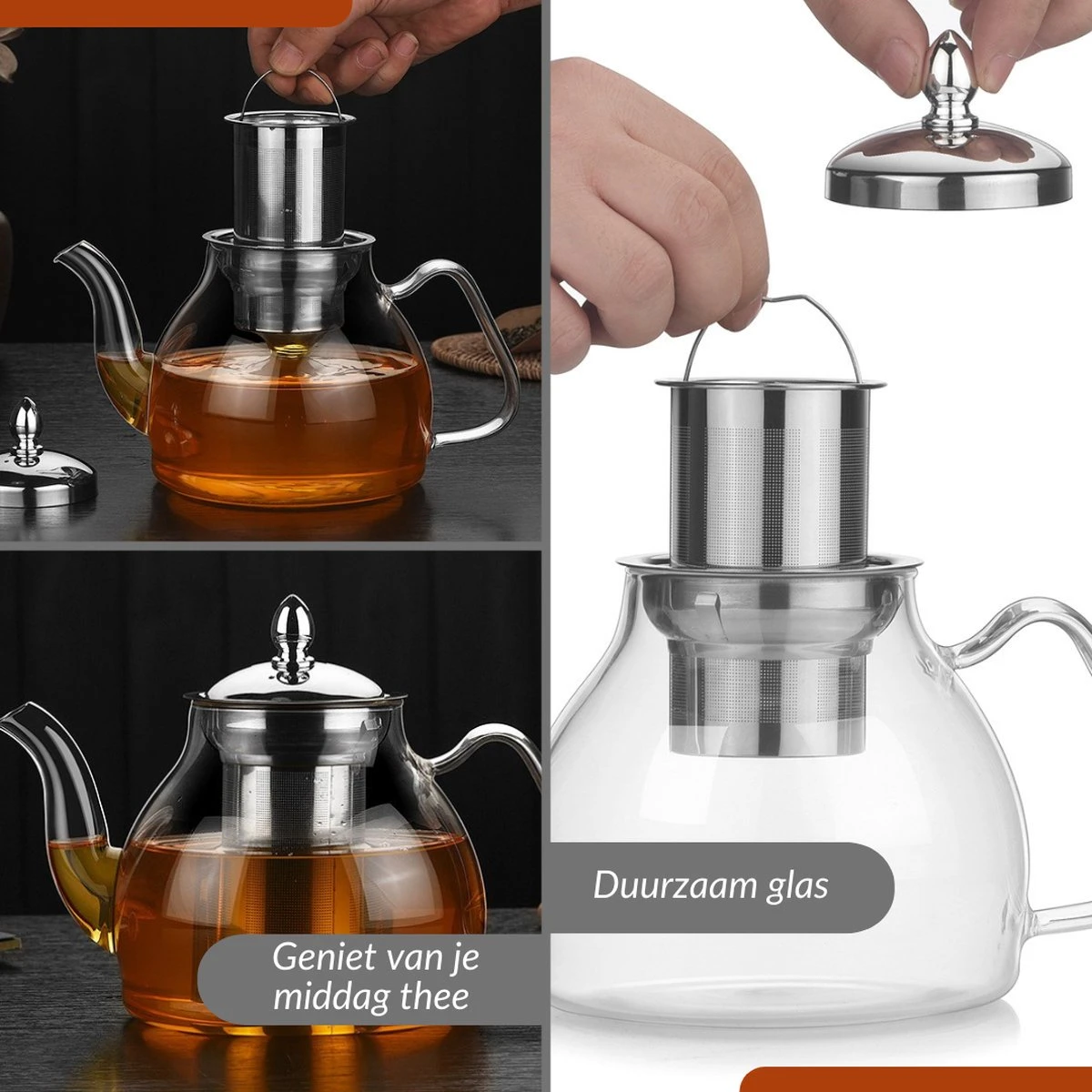 SensaHome - Infuser Theekan/Theepot - Transparant - Glas 10 SensaHome - Infuser Theekan/Theepot - Transparant - Glas - Afbeelding 10