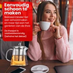 Procidi® Glazen Theepot Met Filter - Theekan Met Infuser - Dubbelwandig Borosilicaat Glas - Thee Thermoskan - Koffiekan 750 ML - Teapot -Servies Serie Winkel 1200x1200 961