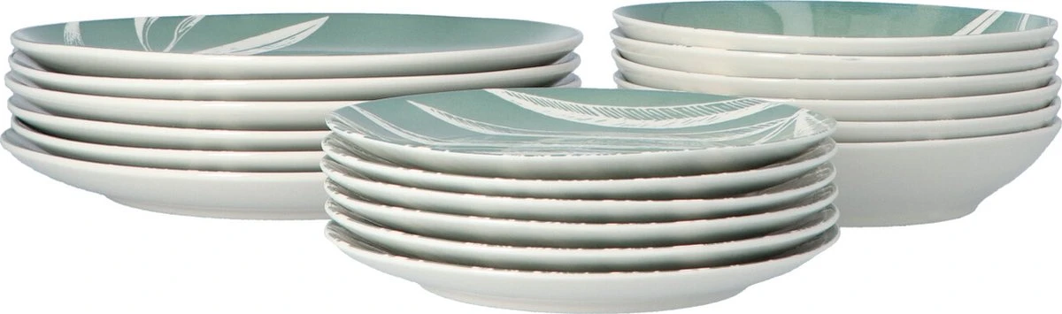 4goodz Plant Groen 18-delig Servies Porselein 6 Persoons 6 4goodz Plant Groen 18-delig Servies Porselein 6 Persoons - Afbeelding 6