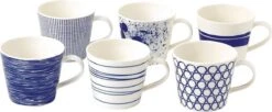 Royal Doulton Pacific - 6x Mok / Beker - Porselein - Wit / Blauw - 450 Ml - Set Van 6 Mokken -Servies Serie Winkel 1200x495 1