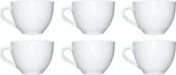 Merkloos Koffie Kopjes – Koffiekopjes – Koffiemokken – Cappuccino – Set Van 6 – Porselein – 250 Ml – Wit -Servies Serie Winkel 1200x511