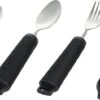 Merkloos Aangepast Dik Bestek 4-delige Set, Bestekset. Verdikt Handvat Met Soft Grip. Buigzaam / Buigbaar. Zwart