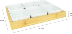 Krumble Borrelplank Met 6 Schaaltjes - Borrelplank - Tapasschaal - Serveerschaal Met Vakjes - Snackschaal - Snack- & Tappasschalen - Serveerplanken- Serveerschalen - Hout En Keramiek - 6 Delig Schaaltjes - Wit En Bruin -Servies Serie Winkel 1200x571 1