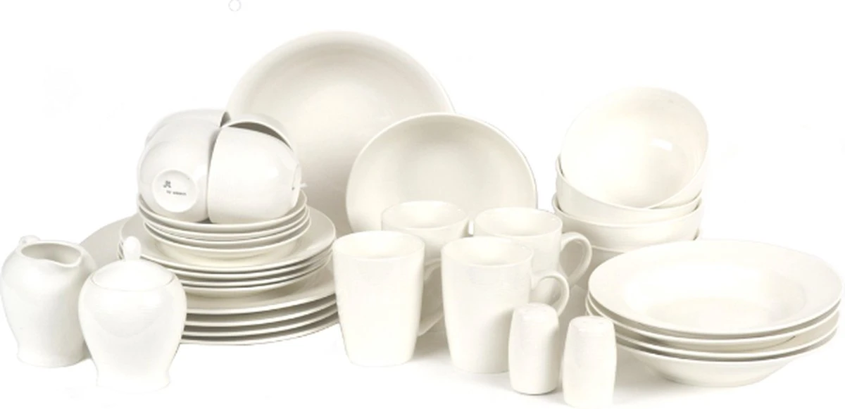 JT Serviesset - Wit - 35delig - 4 Persoons - Luxe Reliëf Design 2 JT Serviesset - Wit - 35delig - 4 Persoons - Luxe Reliëf Design - Afbeelding 2