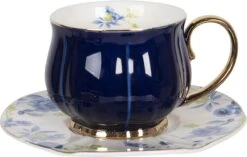 Clayre & Eef Kop En Schotel Set Van 6 250 Ml Meerkleurig Porselein Rond Bloemen Servies Cadeau Voor Haar Cappuccino -Servies Serie Winkel 1200x763