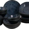 Palmer Serviesset Lester Stoneware 6-persoons 24-delig Zwart Blauw
