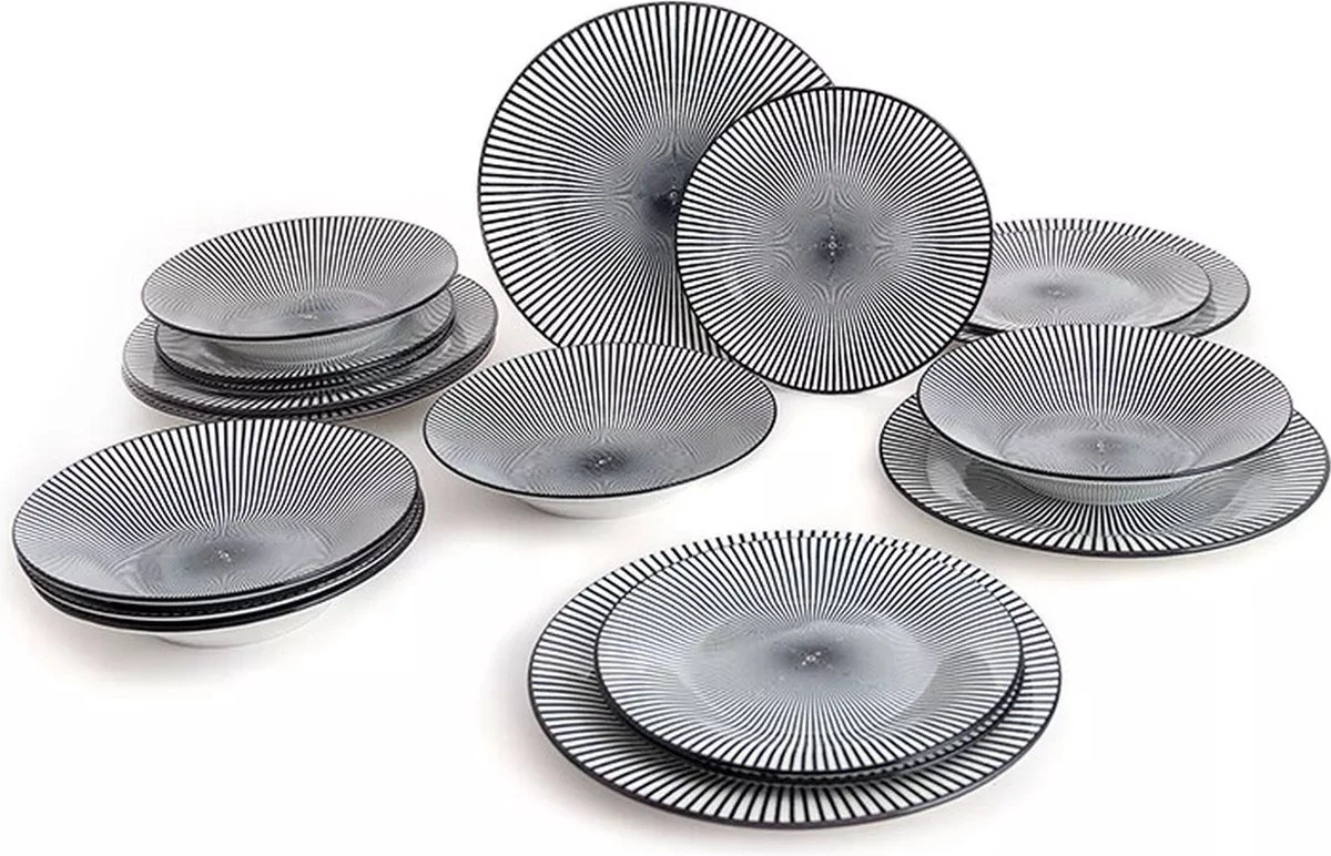 Quid Geneva Bordenset 18 Delig - Zwart Wit