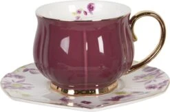 Clayre & Eef Kop En Schotel Set Van 6 250 Ml Meerkleurig Porselein Rond Bloemen Servies Cadeau Voor Haar Cappuccino -Servies Serie Winkel 1200x792