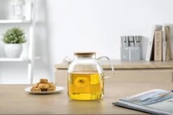 S091 Glazen Theepot Met Bamboedeksel - 1600 Ml - Samadoyo -Servies Serie Winkel 1200x799 23