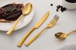 Bestekset - Bestek Goud Gehamerd -24 Delig-Zwitsers Kwaliteit-Complete Set-100% Roestvrijstaal-Gehamerd Gold 24k-Goud 24K -Servies Serie Winkel 1200x799 65