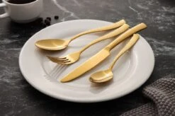 Bestekset - Bestek Goud Gehamerd -24 Delig-Zwitsers Kwaliteit-Complete Set-100% Roestvrijstaal-Gehamerd Gold 24k-Goud 24K -Servies Serie Winkel 1200x799 66
