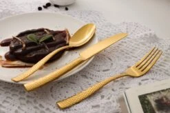 Bestekset - Bestek Goud Gehamerd -24 Delig-Zwitsers Kwaliteit-Complete Set-100% Roestvrijstaal-Gehamerd Gold 24k-Goud 24K -Servies Serie Winkel 1200x799 67