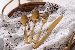 Bestekset - Bestek Goud Gehamerd -24 Delig-Zwitsers Kwaliteit-Complete Set-100% Roestvrijstaal-Gehamerd Gold 24k-Goud 24K -Servies Serie Winkel 1200x799 68