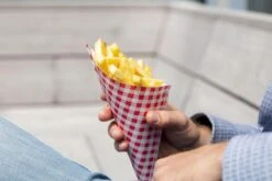 Papieren Frietzak | 50 Stuks | Patatzak | Rode Print | Frietzakken | Puntzakken | Frietzakjes -Servies Serie Winkel 1200x800 168