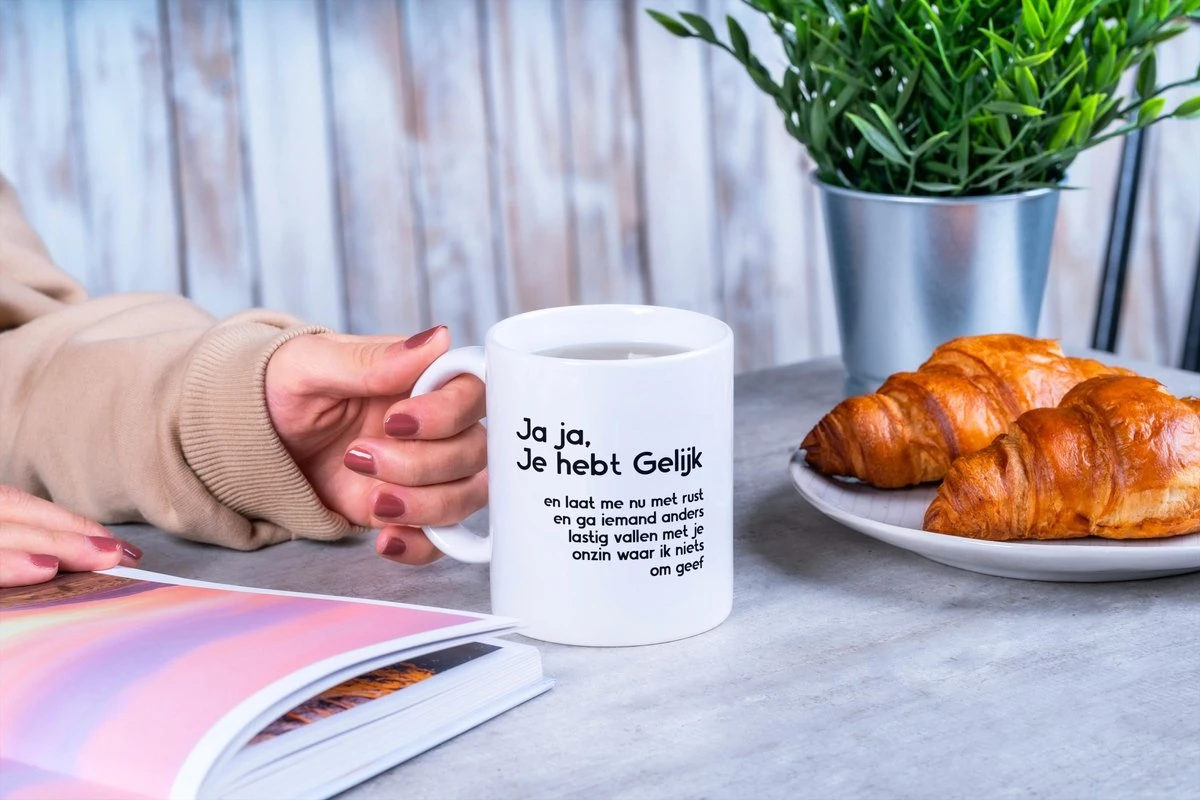 Grappige Mok Met Tekst: Jaja Je Hebt Gelijk | Grappige Cadeaus | Koffiemok | Koffiebeker | Theemok | Theebeker 3 Grappige Mok Met Tekst: Jaja Je Hebt Gelijk | Grappige Cadeaus | Koffiemok | Koffiebeker | Theemok | Theebeker - Afbeelding 3