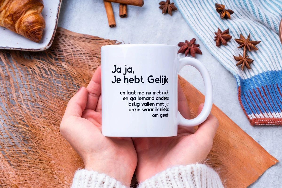 Grappige Mok Met Tekst: Jaja Je Hebt Gelijk | Grappige Cadeaus | Koffiemok | Koffiebeker | Theemok | Theebeker 5 Grappige Mok Met Tekst: Jaja Je Hebt Gelijk | Grappige Cadeaus | Koffiemok | Koffiebeker | Theemok | Theebeker - Afbeelding 5