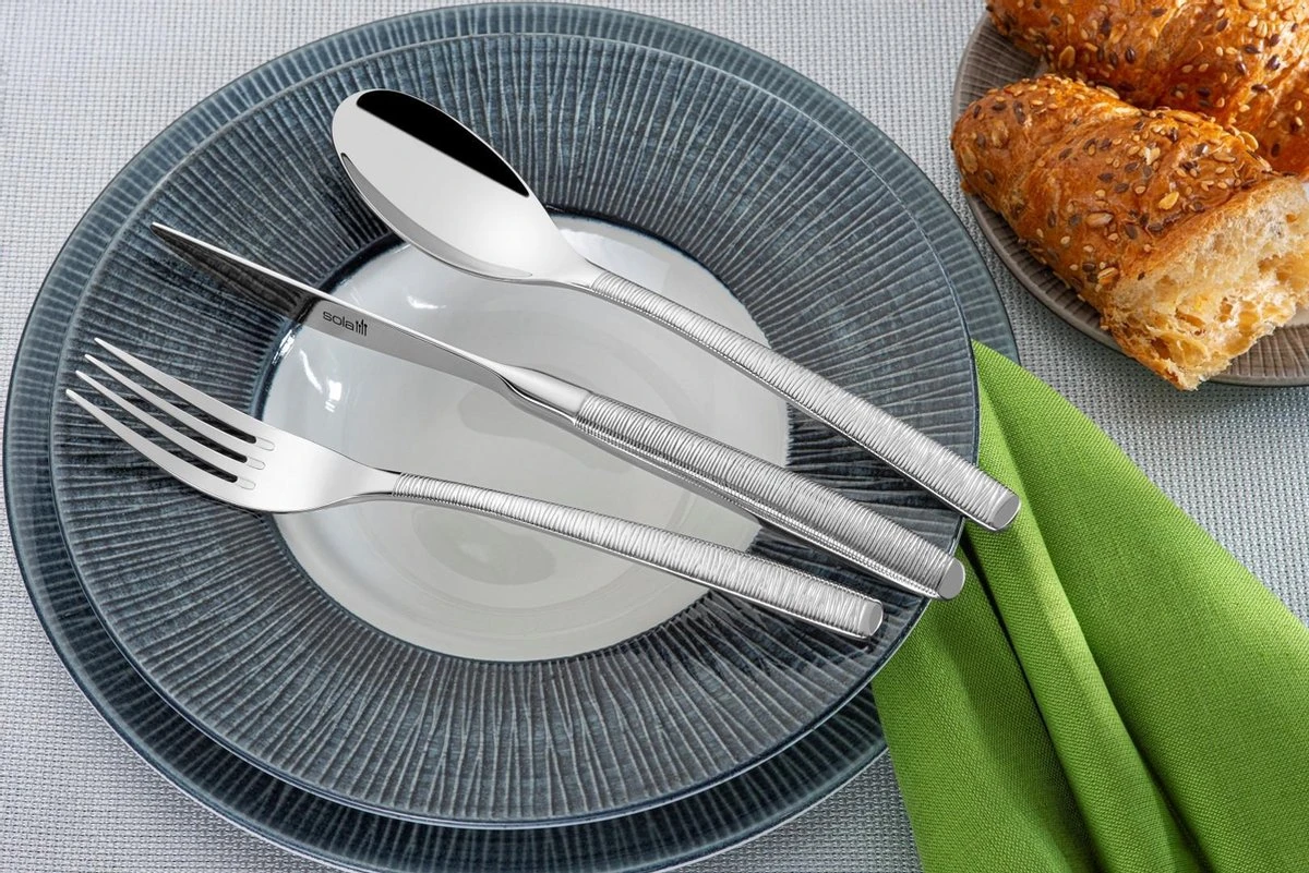 Sola Bestekset Hermitage - Modern - 12 Persoons - 64 Delig - Zilverwit Edelstaal 18/10 - RVS - Zilver 2 Sola Bestekset Hermitage - Modern - 12 Persoons - 64 Delig - Zilverwit Edelstaal 18/10 - RVS - Zilver - Afbeelding 2