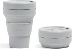 STOJO - Opvouwbare Beker - To Go - Grijs - 237ml - Herbruikbaar