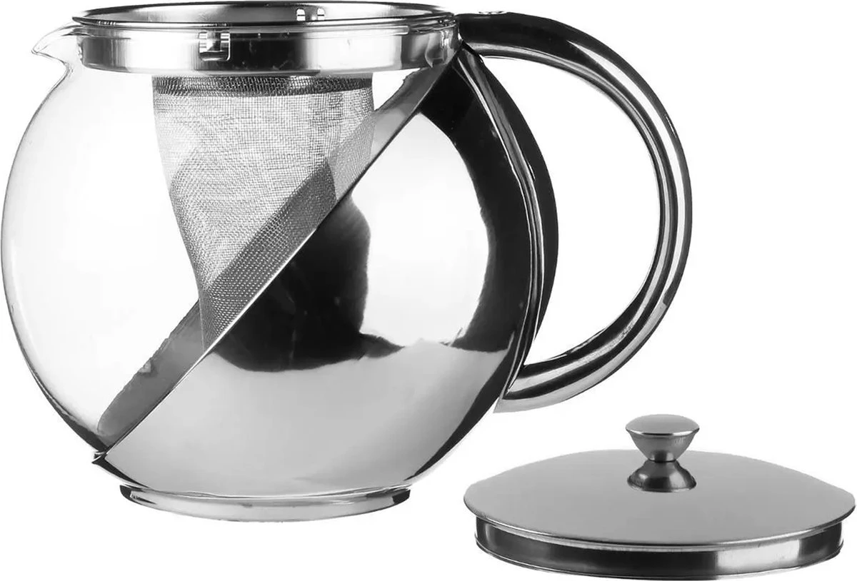 Theepot Met Filter - Zilver 2 Theepot Met Filter - Zilver - Afbeelding 2