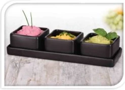 Excellent Houseware Amuse/tapas/saus Schaaltjes Met Serveerplankje - Aardewerk - Mat Zwart -Servies Serie Winkel 1200x858 3