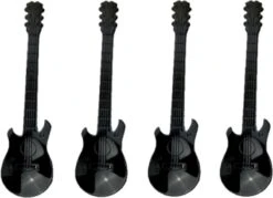 Merkloos 4 Theelepels In De Vorm Van Een Gitaar - Zwart