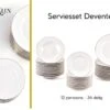 LeRijn® Serviesset Deventer 12 Persoons - 36 Delig - Licht Crème Wit Met Gouden Rand En Motief - Dinerborden - Soepborden - Dessertborden - Borden Servies - Bordenset