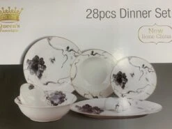 Servies Set 28 Delig Zilver Randje