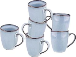 Koffiekopjes - Cappuccino Kop - Theemok - Koffiebeker - Blauw - 320ml - Set Van 6 -Servies Serie Winkel 1200x904