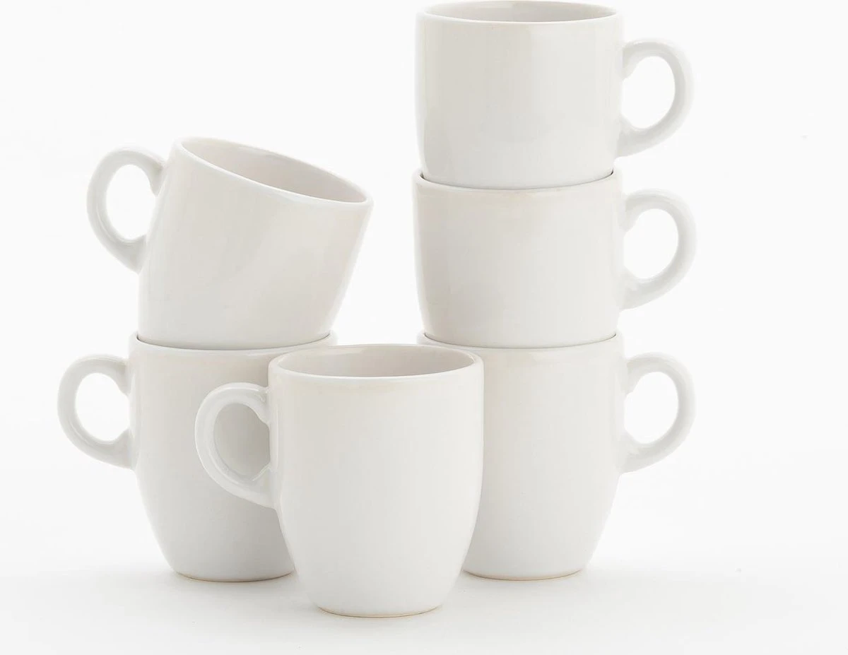 Lite-Body Hermes Koffie Beker - 200 Ml - Set Van 6 - Wit 1 Lite-Body Hermes Koffie Beker - 200 Ml - Set Van 6 - Wit