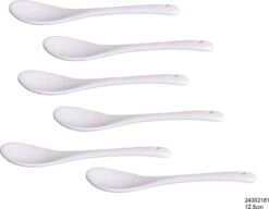 Merkloos Lepels | Wit | Porselein | 12,5 Cm | 6 Stuks