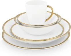 Vtwonen Serviesset - Wit/Goud - Porselein - 36-Delig 10 Vtwonen Serviesset - Wit/Goud - Porselein - 36-Delig -Servies Serie Winkel 1200x944