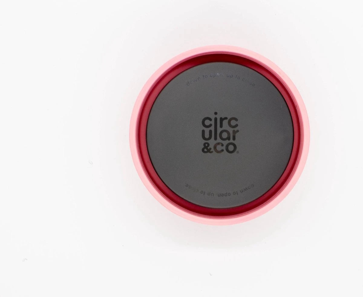 Circular&Co. Herbruikbare To Go Koffiebeker (rCUP) Zwart/roze 12oz/340ml 3 Circular&Co. Herbruikbare To Go Koffiebeker (rCUP) Zwart/roze 12oz/340ml - Afbeelding 3